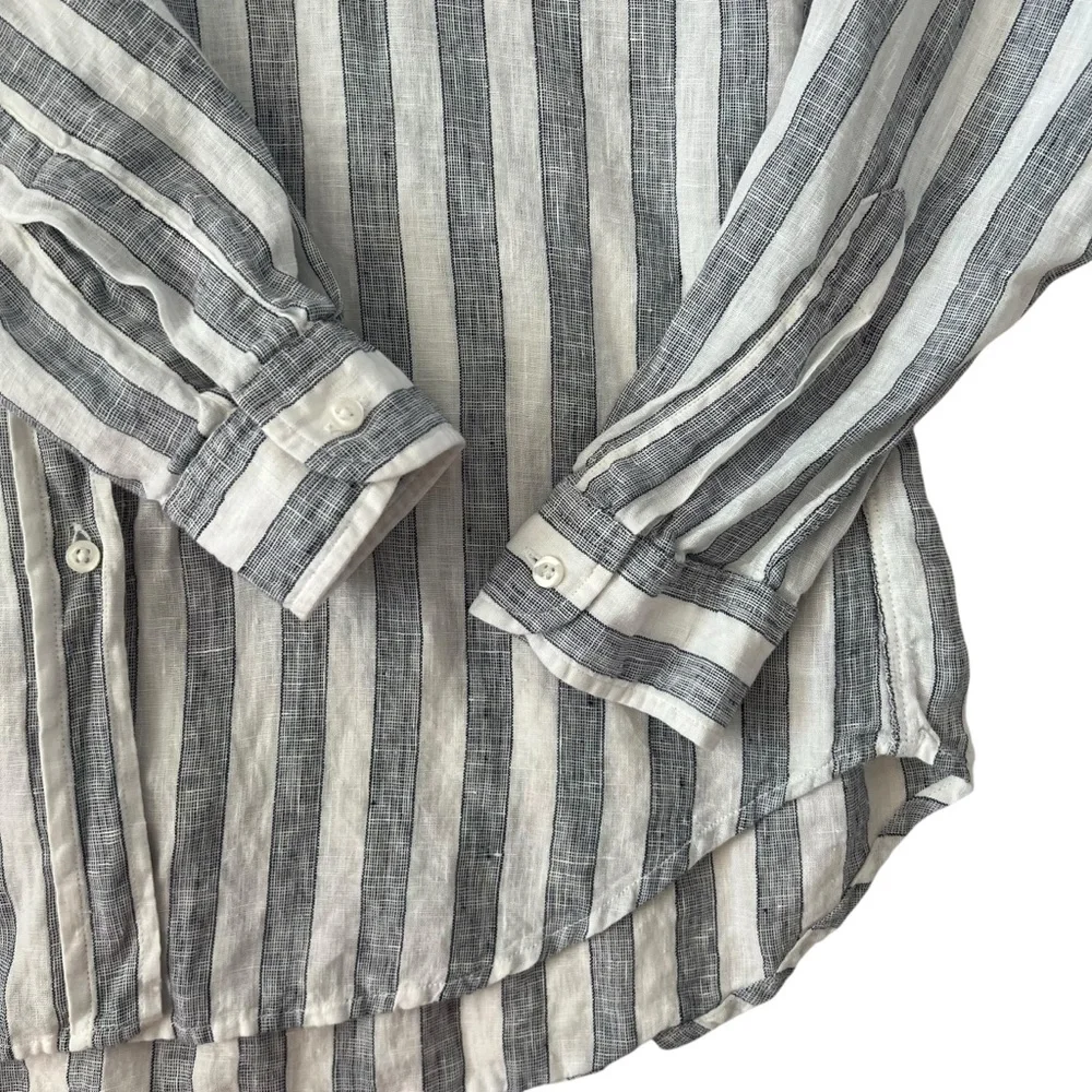 Grayson‎ by Frank & Eileen The Hero 100% Linen Button Up Blue Striped Shirt SZ M - Picture 5 of 13